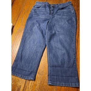 Size 10 Christopher & Banks Cotton Denim Blue Jean Capris Skimmers Pedal Pushers